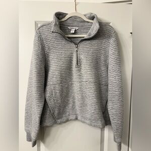 Athleta Ottoman Rib Sweatshirt Light GrayQuarter-Zip